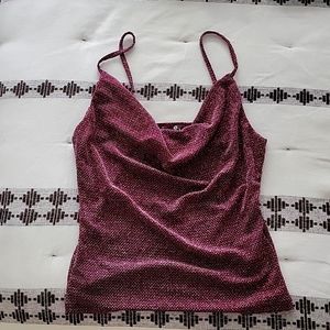 Cassie shimmer cowl top, guess size small, plum color